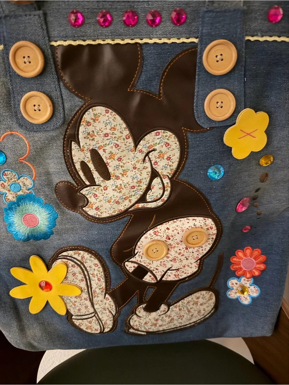 Rare Disney Mickey Mouse Denim Tote